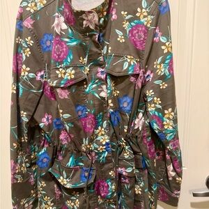 Lane Bryant Floral Jacket with Pink and Green Accents